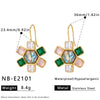 Minimalist Geometric Seashell Earrings With Zircon Accents Stainless Steel With Eighteen Karat Gold Plating For Women