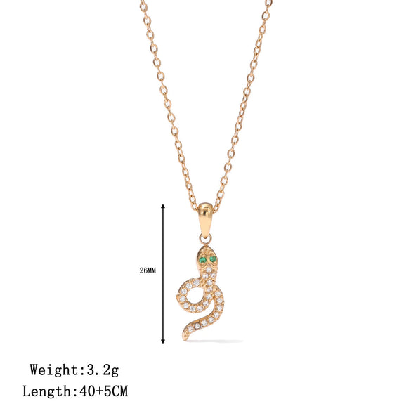 Minimalist Geometric Snake Pendant Necklace Titanium Steel Electroplated For Women