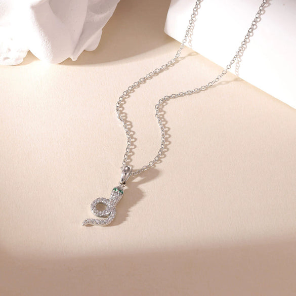 Minimalist Geometric Snake Pendant Necklace Titanium Steel Electroplated For Women