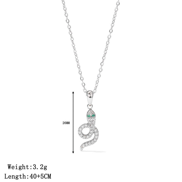 Minimalist Geometric Snake Pendant Necklace Titanium Steel Electroplated For Women