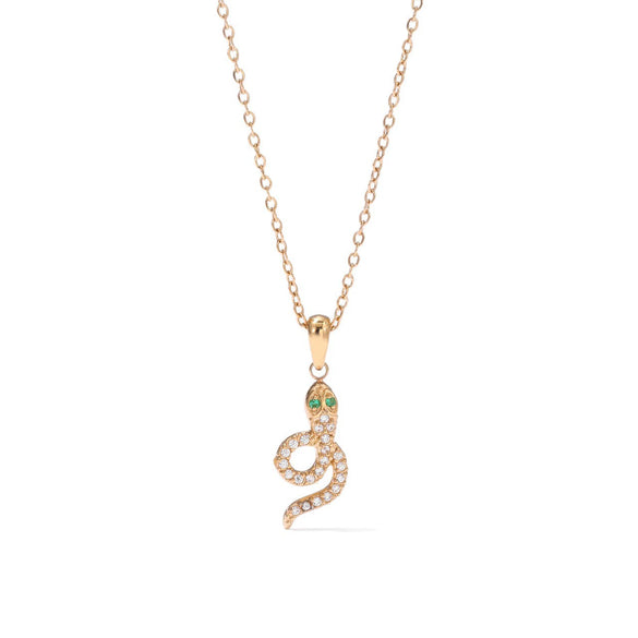 Minimalist Geometric Snake Pendant Necklace Titanium Steel Electroplated For Women
