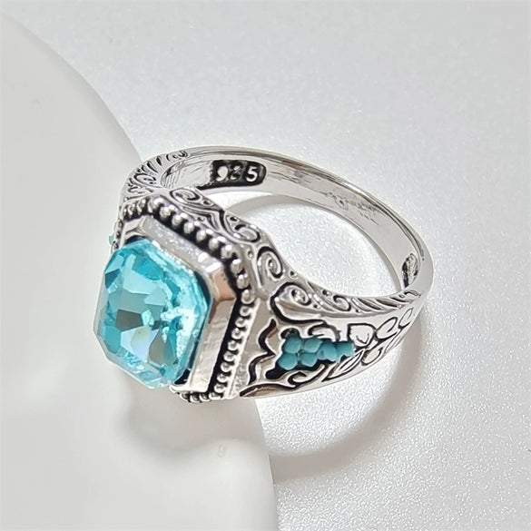 Minimalist Geometric Square Zircon Alloy Ring For Men And Women Electroplated Retro Textured Punk Hip Hop Style