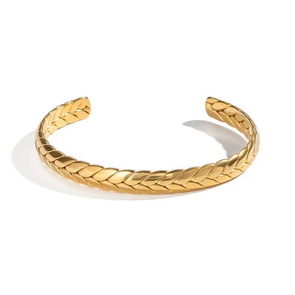 Minimalist Geometric Stainless Steel Bracelet For Women With 18K Real Gold Electroplating