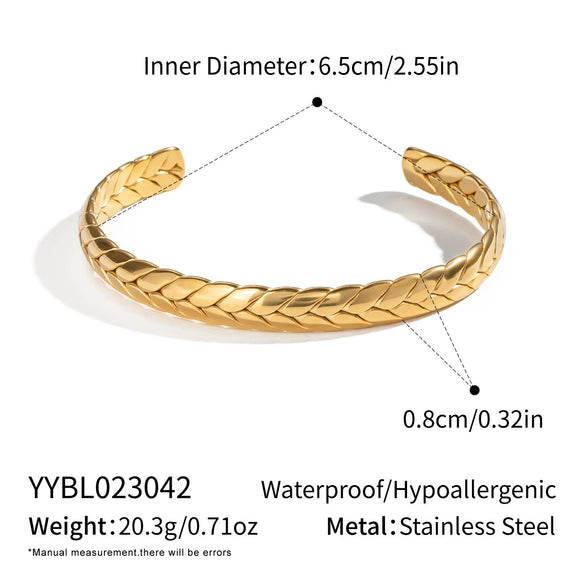 Minimalist Geometric Stainless Steel Bracelet For Women With 18K Real Gold Electroplating
