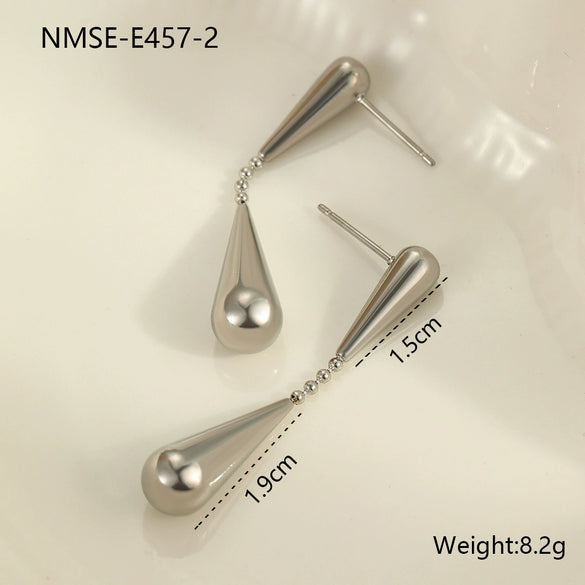 Minimalist Geometric Stainless Steel Earrings With Electroplating For Women