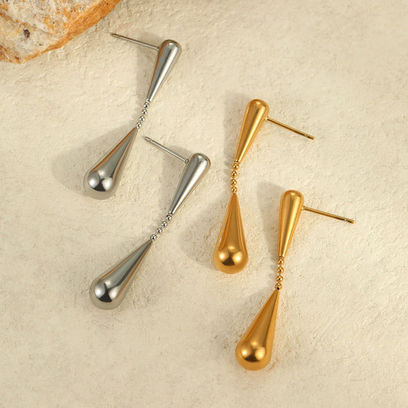 Minimalist Geometric Stainless Steel Earrings With Electroplating For Women