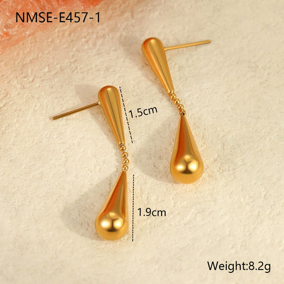 Minimalist Geometric Stainless Steel Earrings With Electroplating For Women