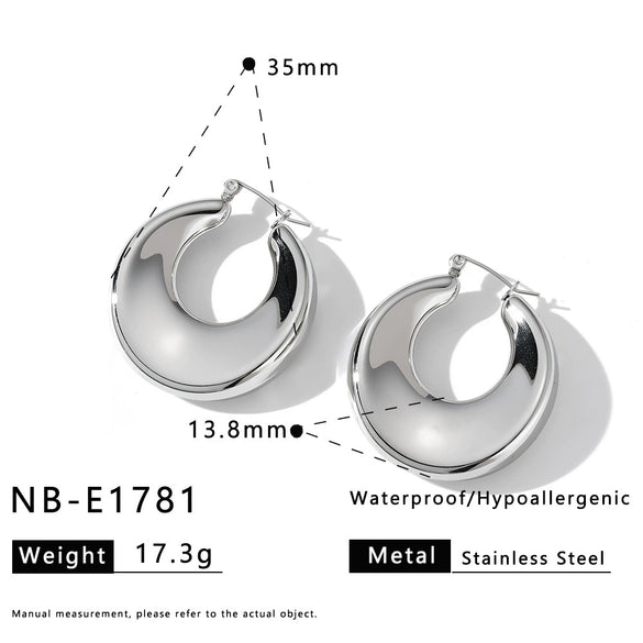 Minimalist Geometric Stainless Steel Earrings With 18K Gold Vacuum Plating Fashion Versatile Style For Women