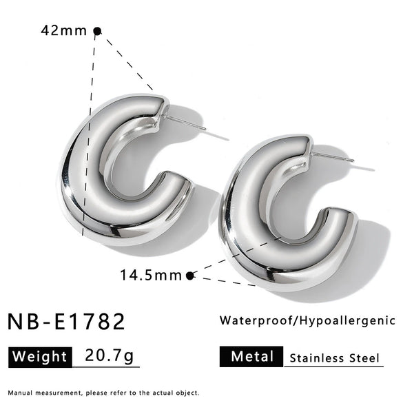 Minimalist Geometric Stainless Steel Earrings With 18K Gold Vacuum Plating Fashion Versatile Style For Women