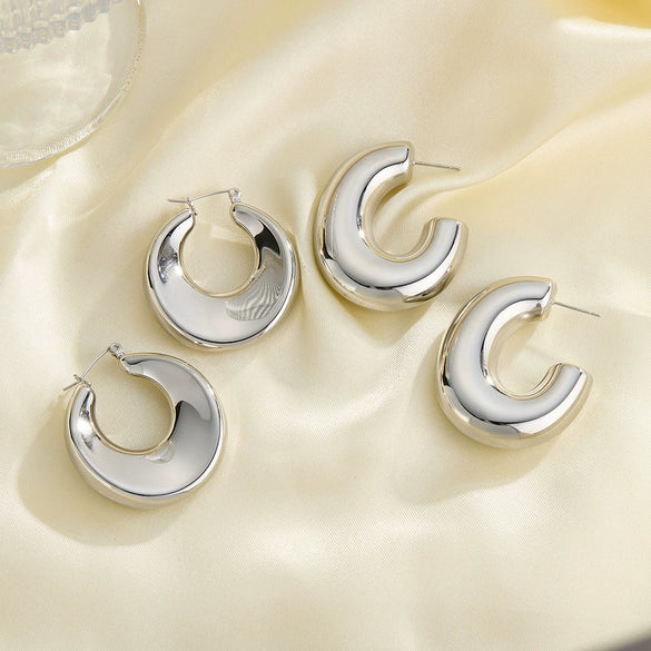 Minimalist Geometric Stainless Steel Earrings With 18K Gold Vacuum Plating Fashion Versatile Style For Women