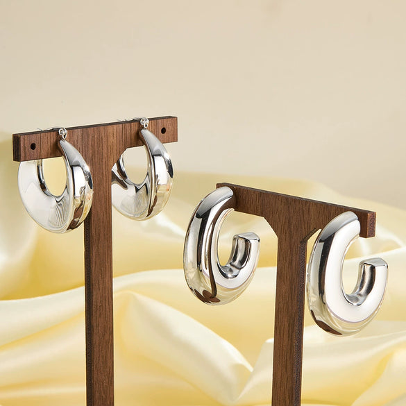 Minimalist Geometric Stainless Steel Earrings With 18K Gold Vacuum Plating Fashion Versatile Style For Women