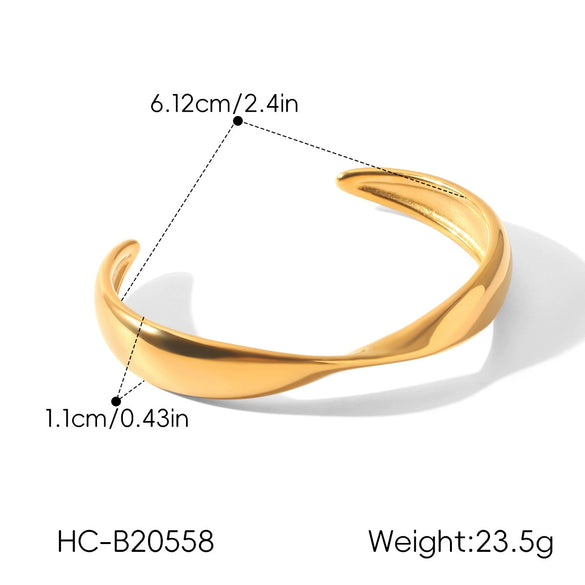 Minimalist Geometric Stainless Steel Electroplated Bracelet With Twisted Irregular Opening