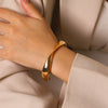 Minimalist Geometric Stainless Steel Electroplated Bracelet With Twisted Irregular Opening