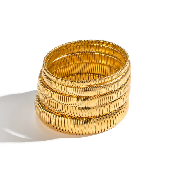 Minimalist Geometric Stainless Steel Goldplated Wideband Bracelet Modern Jewelry