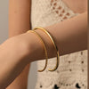 Minimalist Geometric Stainless Steel Open Twist 18K Goldplated Bracelet For Women