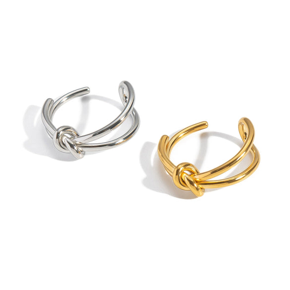 Minimalist Geometric Stainless Steel Real Gold Plated Unisex Adjustable Open Ring