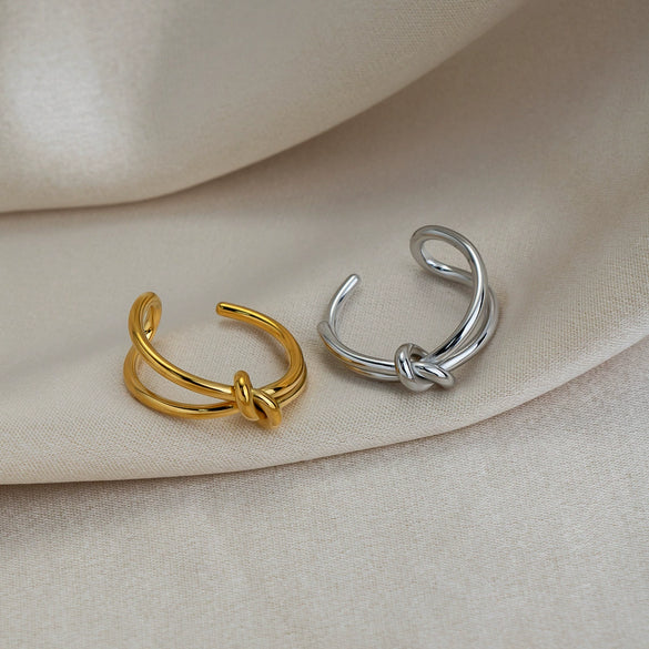 Minimalist Geometric Stainless Steel Real Gold Plated Unisex Adjustable Open Ring