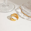 Minimalist Geometric Stainless Steel Ring With Gold And Silver Color Matching Electroplating