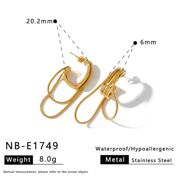 Minimalist Geometric Tassel Earrings For Women Gold Plated Stainless Steel Elegant Fashion Ear Accessories