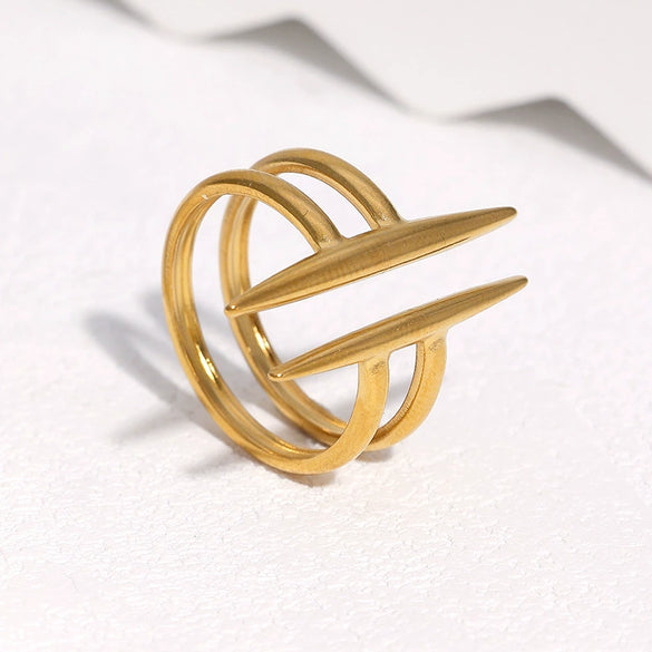 Minimalist Geometric Titanium Steel Open Ring For Women Electroplated Stainless Steel Fashion Ring With Cool Personality Style