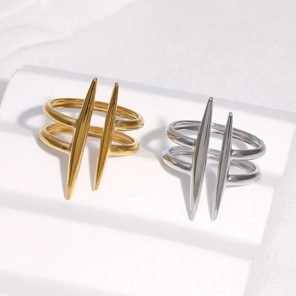 Minimalist Geometric Titanium Steel Open Ring For Women Electroplated Stainless Steel Fashion Ring With Cool Personality Style