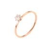 Minimalist Geometric Titanium Steel Ring With Six Prong Diamond Style Inlay Rose Finish Unisex Fine Jewelry