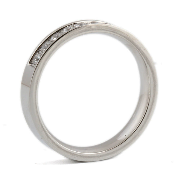 Minimalist Geometric Titanium Steel Ring With Zircon Detail For Women Couple Style Versatile Wholesale Jewelry