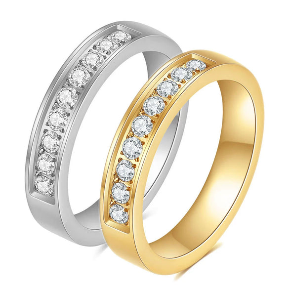 Minimalist Geometric Titanium Steel Ring With Zircon Detail For Women Couple Style Versatile Wholesale Jewelry