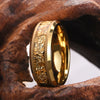 Minimalist Geometric Tungsten Steel Couple Rings With Gold Sandblasted Electroplated Finish And Gold Foil Detail Unisex Matching Rings