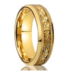 Minimalist Geometric Tungsten Steel Ring With Gold Sandblasted Finish And Gold Foil Inlay Unisex Couple Jewelry