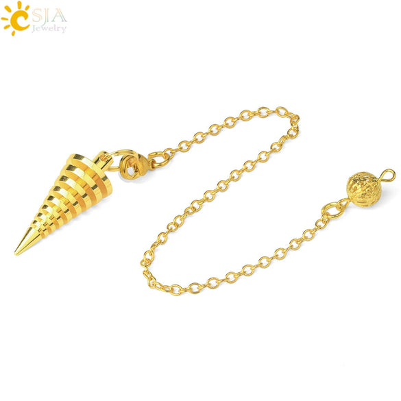 Minimalist Geometric Zinc Alloy Toothed Cone Pendulum Pendant Necklace For Wholesale Jewelry Supply