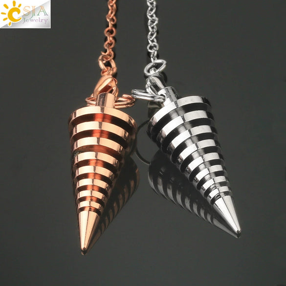 Minimalist Geometric Zinc Alloy Toothed Cone Pendulum Pendant Necklace For Wholesale Jewelry Supply
