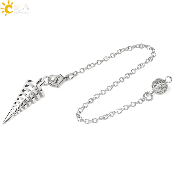 Minimalist Geometric Zinc Alloy Toothed Cone Pendulum Pendant Necklace For Wholesale Jewelry Supply