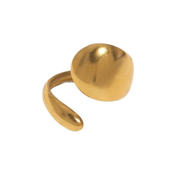 Minimalist Glossy Open Index Finger Ring For Women In Stainless Steel With Irregular Geometric Design And Electroplated Finish