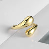 Minimalist Glossy Water Drop Adjustable Open Ring Copper Electroplated Geometric Unisex Fashion Jewelry
