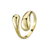 Minimalist Glossy Water Drop Adjustable Open Ring Copper Electroplated Geometric Unisex Fashion Jewelry