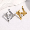 Minimalist Gold Electroplated Stainless Steel Open Ring For Women With Geometric Line Design