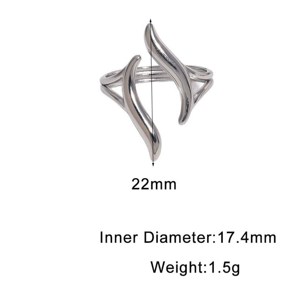 Minimalist Gold Electroplated Stainless Steel Open Ring For Women With Geometric Line Design
