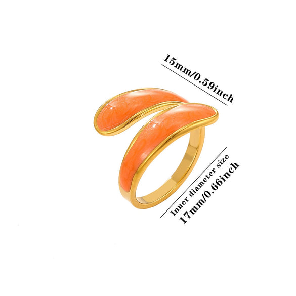 Minimalist Gold Plated Stainless Steel Enamel Drip Geometric Open Ring Unisex Jewelry Wholesale