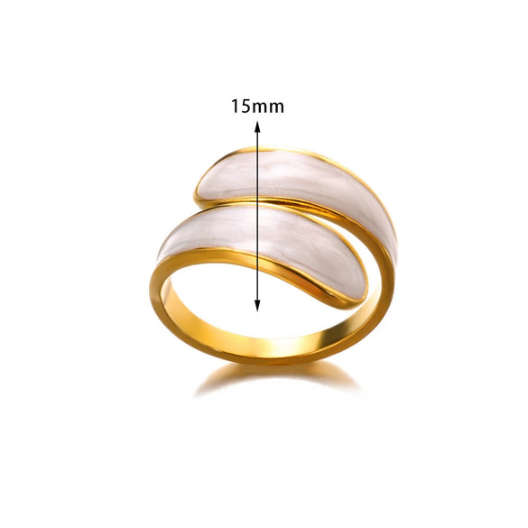 Minimalist Gold Plated Stainless Steel Enamel Drip Geometric Open Ring Unisex Jewelry Wholesale