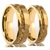 Minimalist Gold Plated Tungsten Steel Ring With Broken Gold Foil Inlay Geometric Unisex Jewelry