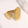 Minimalist Gold Tone Stainless Steel Open Ring For Women Polished Geometric Asymmetrical Electroplated Jewelry