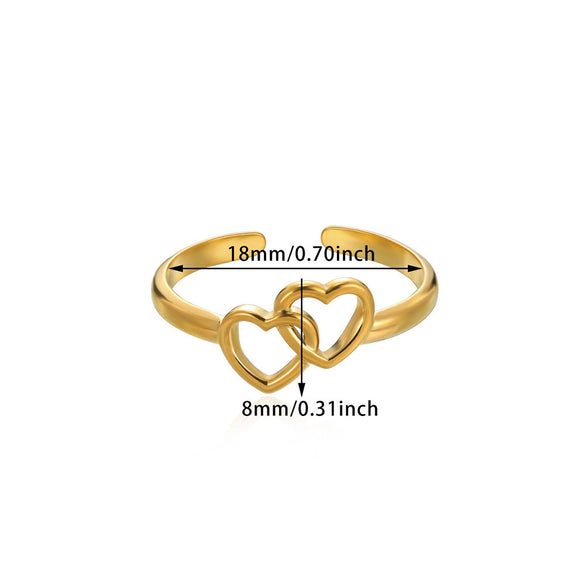 Minimalist Goldplated Titanium Steel Open Ring With Heartshaped Geometric Design Faderesistant Unisex Fashion Jewelry