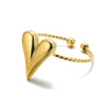 Minimalist Goldplated Titanium Steel Open Ring With Heartshaped Geometric Design Faderesistant Unisex Fashion Jewelry