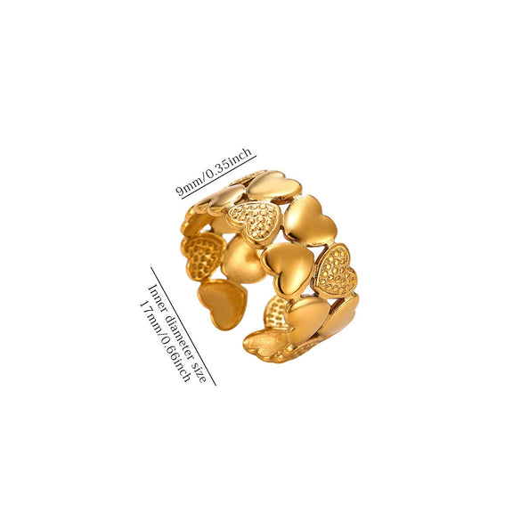 Minimalist Goldplated Titanium Steel Open Ring With Heartshaped Geometric Design Faderesistant Unisex Fashion Jewelry