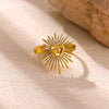 Minimalist Goldplated Titanium Steel Open Ring With Heartshaped Geometric Design Faderesistant Unisex Fashion Jewelry
