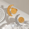 Minimalist Hammer Pattern Geometric Gold And Silver Moon Sun Adjustable Opening Titanium Steel Ring