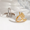 Minimalist Hammer Pattern Geometric Gold And Silver Moon Sun Adjustable Opening Titanium Steel Ring
