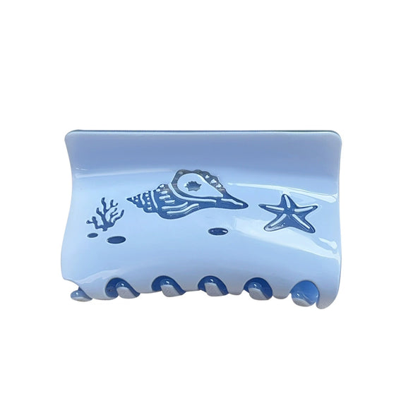 Minimalist Handmade Acetic Acid Hairpin Gripper With Ocean Series Blue Whale Conch Cut Out For Women
