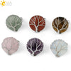 Minimalist Handmade Crystal Open Adjustable Ring With Natural Stone Arc Surface And Tree Of Life Design For Unisex Wear
